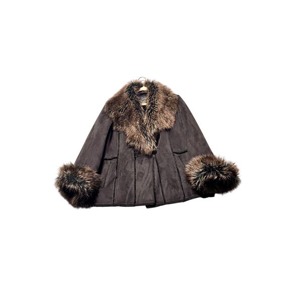 Vintage Utex Pennylane Coat Large Y2K Brown Faux Fur Mob Wife - Picture 5 of 13